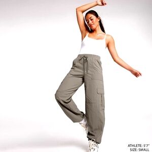 CALIA Olive Green Nyluxe Cargo Track Pants Relaxed Fit Medium